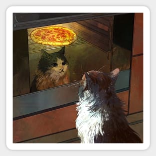 Waiting for pizza (Cat) Sticker